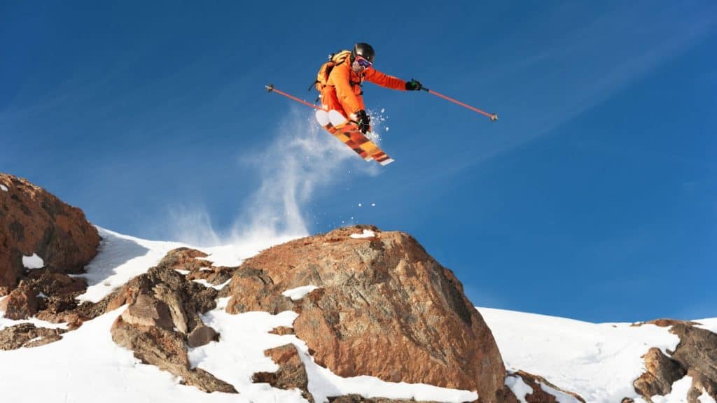 A competitive freeride skier.