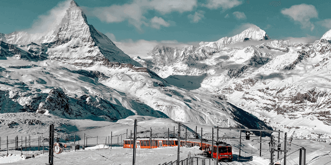 Matterhorn Mountain in the Snow within Zermatt Ski Area
