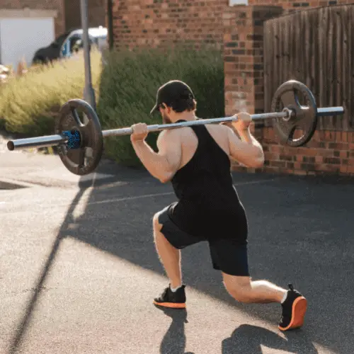 Walking barbell lunge.