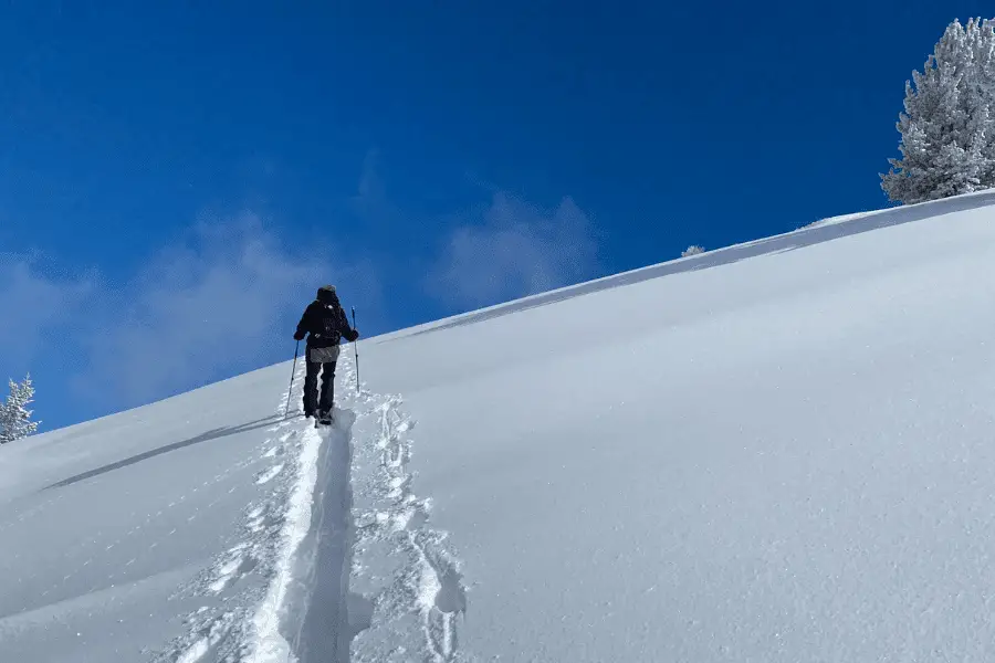 Walking uphill in the Park City Backcountry