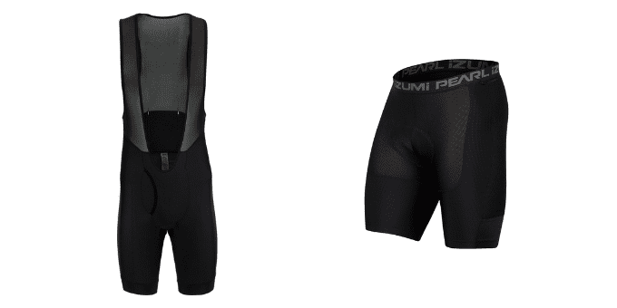 Mountain bike bib shorts and liners.